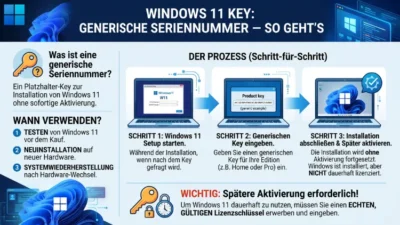 Windows 11 Key: Generische Seriennummer – So geht’s