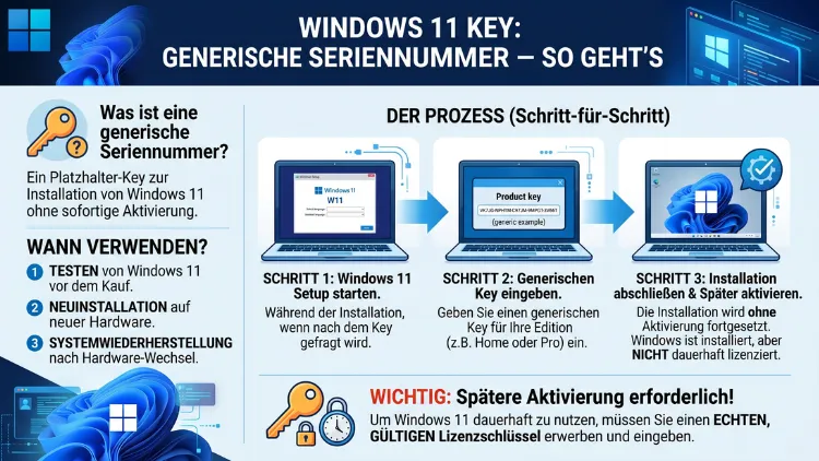 Windows 11 Key: Generische Seriennummer – So geht’s