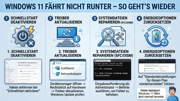 Windows 11 fährt nicht runter – So geht’s wieder