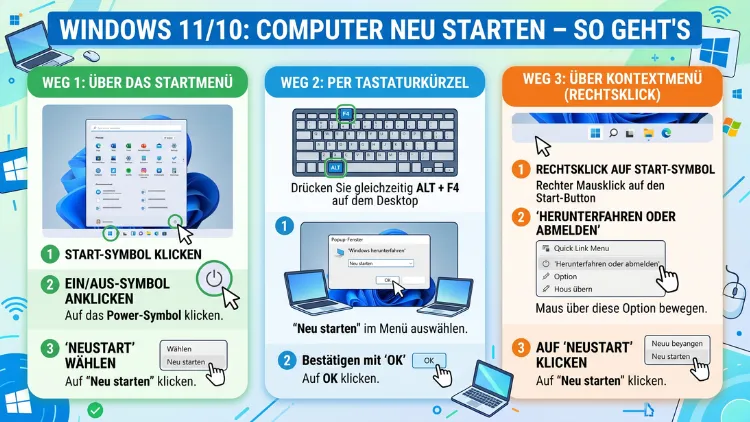 Windows 11/10: Computer neu starten – So geht’s