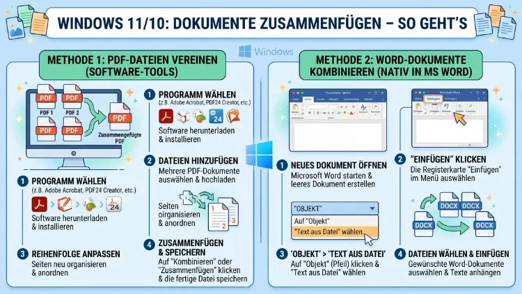 Windows 11/10: Dokumente zusammenfügen – So geht’s