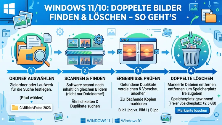 Windows 11/10: Doppelte Bilder finden & löschen – So geht’s