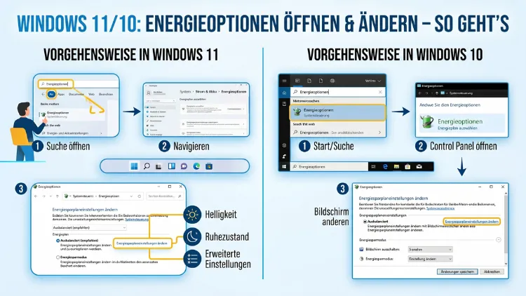 Windows 11/10: Energieoptionen öffnen und ändern – So geht’s