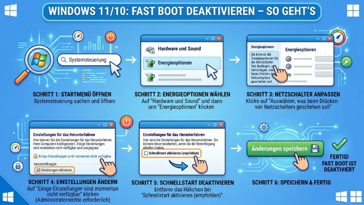 Windows 11/10: Fast Boot deaktivieren – So geht’s