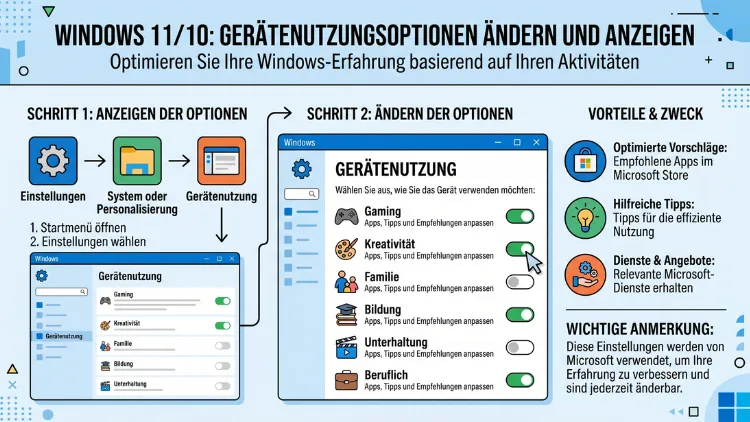 Windows 11/10: Gerätenutzungsoptionen ändern und anzeigen