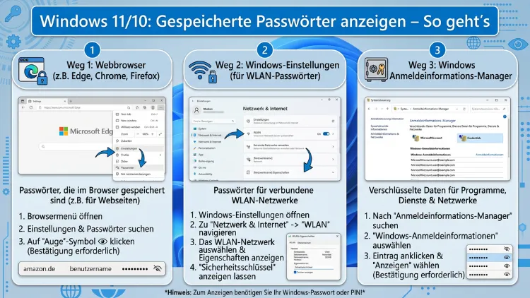 Windows 11/10: Gespeicherte Passwörter anzeigen – So geht’s