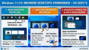 Windows 11/10: Mehrere Desktops verwenden – So geht’s