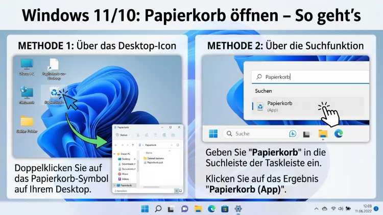 Windows 11/10: Papierkorb öffnen – So geht’s