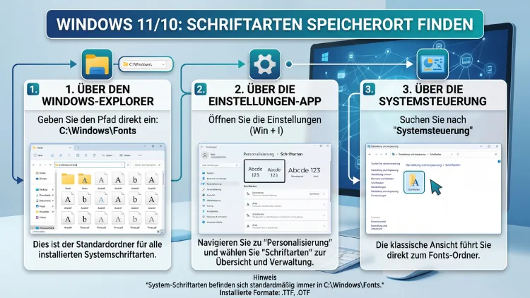 Windows 11/10: Schriftarten Speicherort finden – So geht's