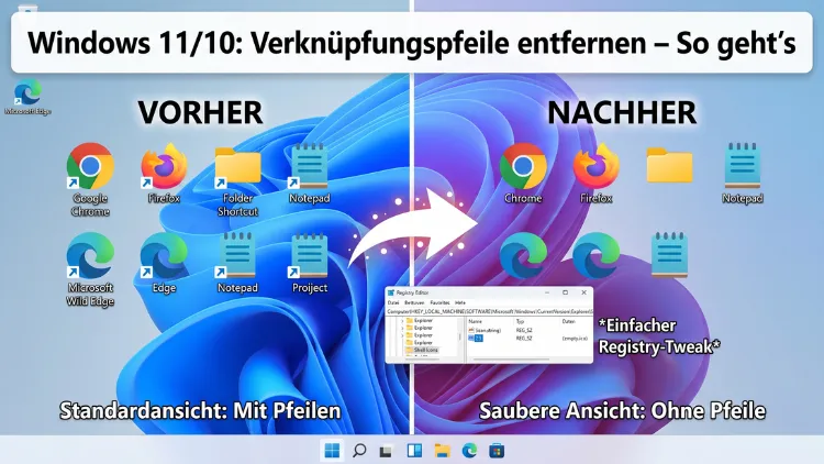 Windows 11/10: Verknüpfungspfeile entfernen – So geht’s