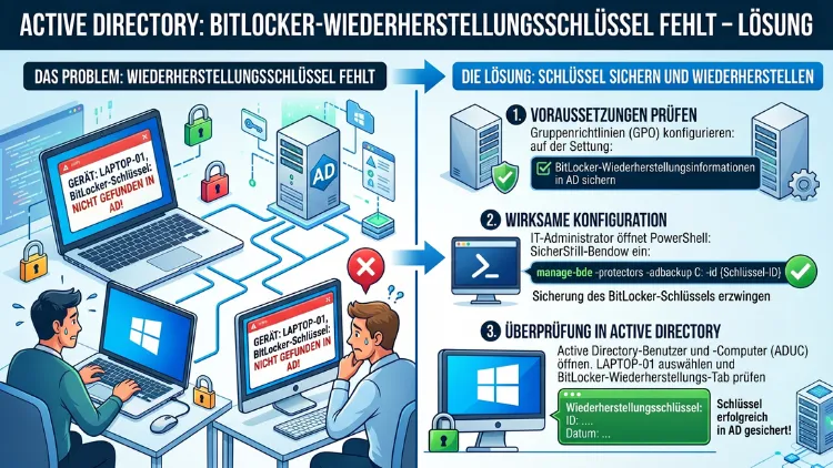 Active Directory: BitLocker-Wiederherstellungsschlüssel fehlt – Lösung