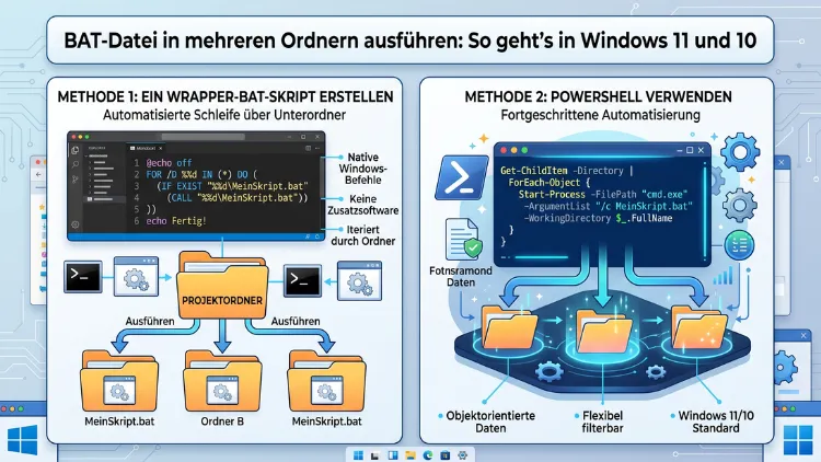 BAT-Datei in mehreren Ordnern ausführen: So geht’s in Windows 11 und 10