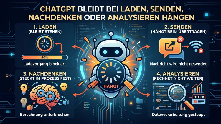 ChatGPT bleibt bei Laden, Senden, Nachdenken oder Analysieren hängen