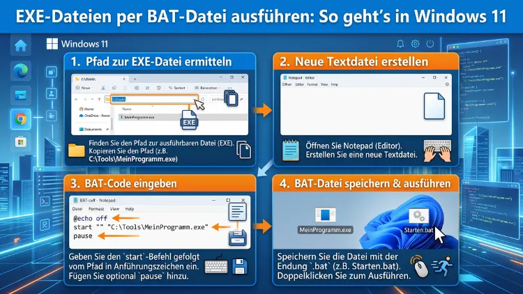 EXE-Dateien per BAT-Datei ausführen: So geht’s in Windows 11