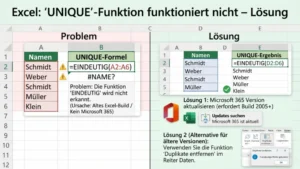 Excel: „UNIQUE“-Funktion funktioniert nicht – Lösung