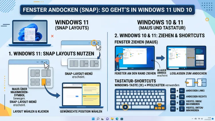 Fenster andocken (Snap): So geht’s in Windows 11 und 10