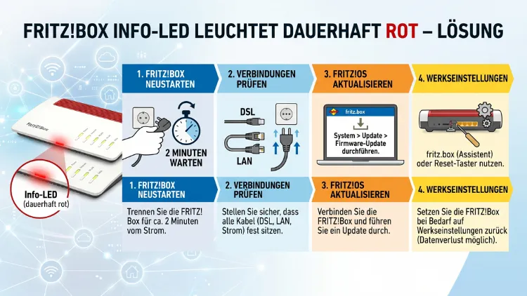 Fritzbox Info-LED leuchtet dauerhaft rot – Lösung