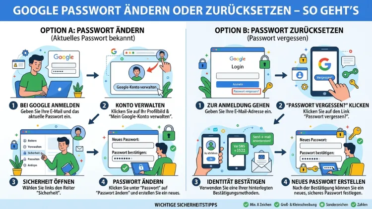 Google Passwort ändern oder zurücksetzen – So geht’s