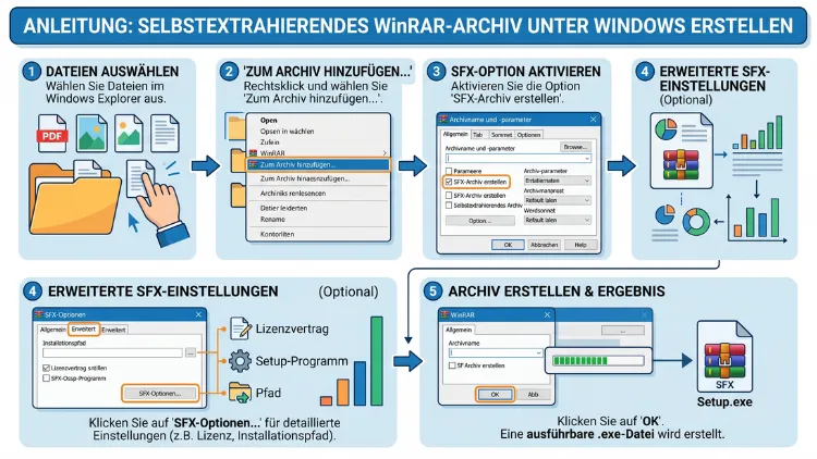 Selbstextrahierendes WinRAR-Archiv unter Windows – So geht’s