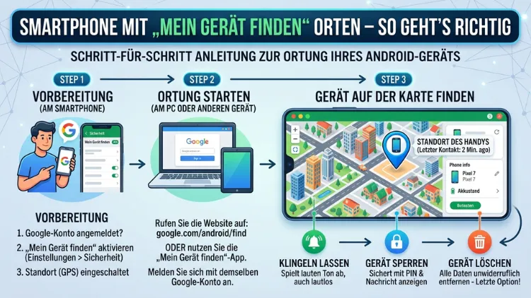 Smartphone mit „Mein Gerät finden“ orten – So geht’s richtig