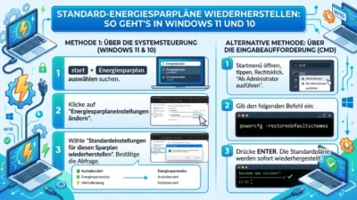 Standard-Energiesparpläne wiederherstellen: So geht’s in Windows 11 und 10