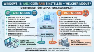 Windows 11: AHCI oder RAID einstellen – Welcher Modus?