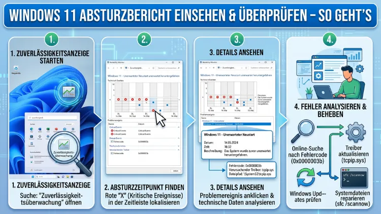 Windows 11 Absturzbericht einsehen & überprüfen – So geht’s