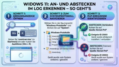 Windows 11: An- und Abstecken im Log erkennen – So geht’s