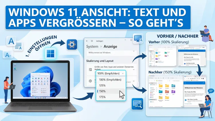 Windows 11 Ansicht: Text und Apps vergrößern – So geht’s