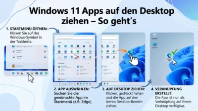 Windows 11 Apps auf den Desktop ziehen – So geht’s