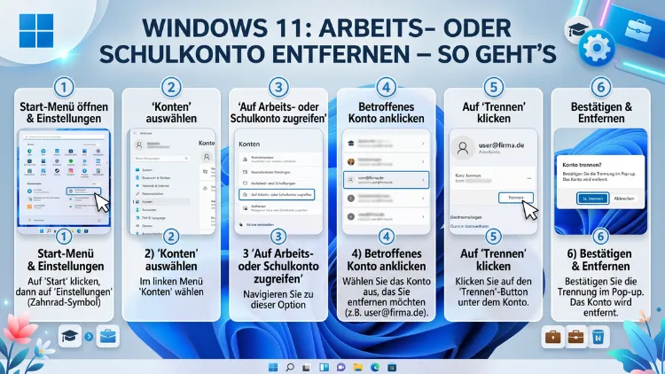 Windows 11: Arbeits- oder Schulkonto entfernen – So geht’s