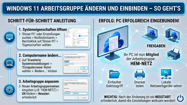 Windows 11 Arbeitsgruppe ändern und einbinden – So geht’s