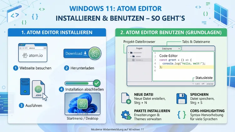 Windows 11: Atom Editor installieren & benutzen – So geht’s