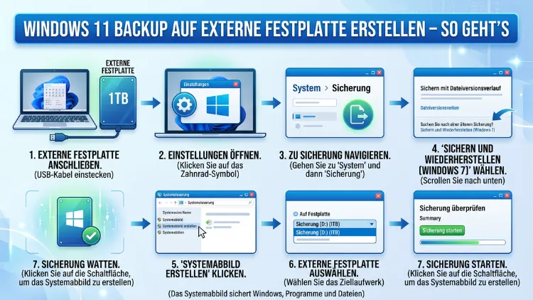 Windows 11 Backup auf externe Festplatte erstellen – So geht’s
