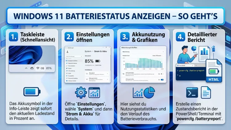 Windows 11 Batteriestatus anzeigen – So geht’s