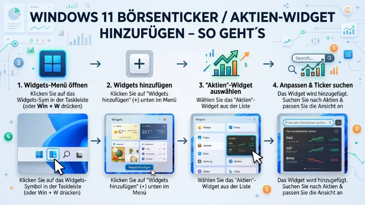 Windows 11 Börsenticker/Aktien-Widget hinzufügen – So geht’s