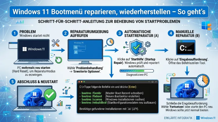 Windows 11 Bootmenü reparieren, wiederherstellen – So geht’s