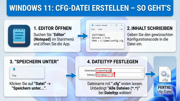 Windows 11: CFG-Datei erstellen – So geht’s
