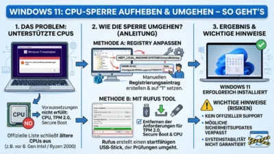 Windows 11 CPU-Sperre aufheben und umgehen – So geht’s