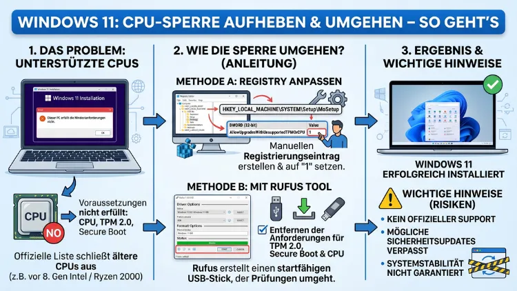 Windows 11 CPU-Sperre aufheben und umgehen – So geht’s