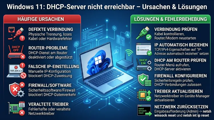 Windows 11: DHCP-Server nicht erreichbar – Ursachen & Lösungen