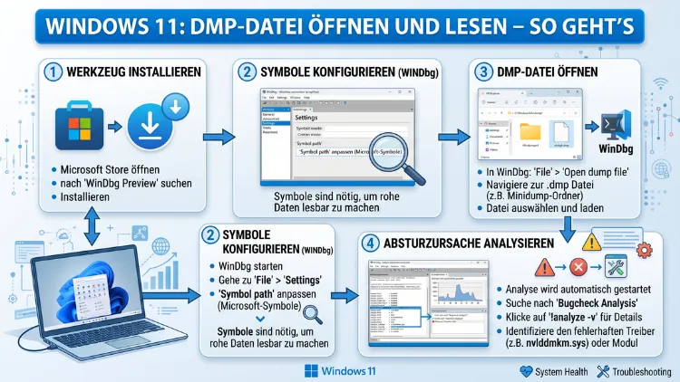 Windows 11 DMP-Datei öffnen und lesen – So geht’s