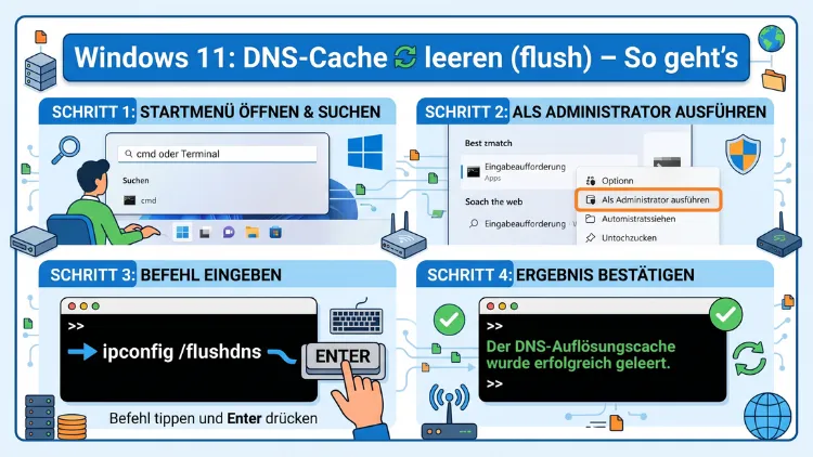 Windows 11: DNS-Cache️ leeren (flush) – So geht’s