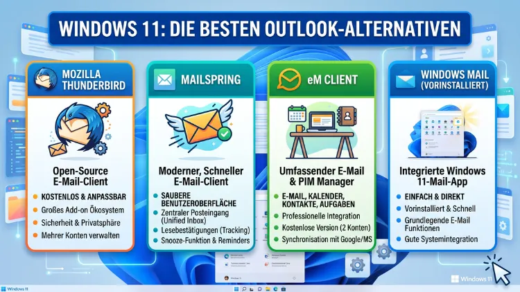 Windows 11: Die besten Outlook Alternativen