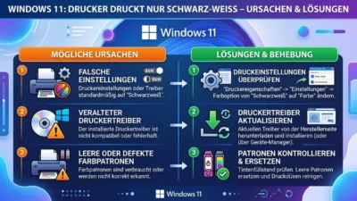 Windows 11: Drucker druckt nur schwarz-weiß – Ursachen & Lösungen