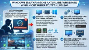 Windows 11: Dynamische Aktualisierungsrate wird nicht unterstützt – Lösung