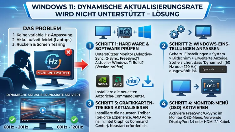 Windows 11: Dynamische Aktualisierungsrate wird nicht unterstützt – Lösung