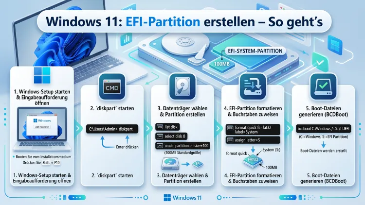 Windows 11: EFI-Partition erstellen – So geht’s