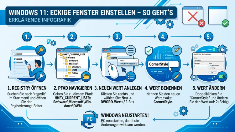 Windows 11: Eckige Fenster einstellen – So geht’s