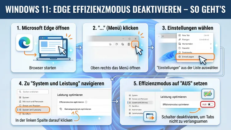 Windows 11: Edge Effizienzmodus deaktivieren – So geht’s